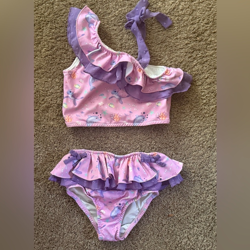 Purple and Pink Kids Swim Bikini